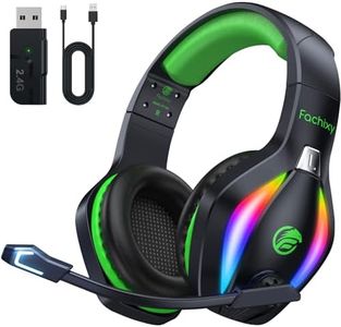 Fachixy「2024 Nuovo」FC100 Cuffie da gioco senza fili - 2.4GHz e Bluetooth con microfono - Suono stereo 3D e 50 ore di durata della Batteria - Per PS5/PS4/PC/tablet/Switch/smartphone, nero-verde