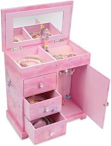 Jewelkeeper Musical Box with 3 Pullout Drawers, Fairy and Flowers Design, Dance of the Sugar Plum Fairy Tune