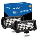 WOWLED Spot Work Light Bar, 2Pcs 7" 4 Rows LED Light Bar 14400LM 6000K Waterproof Off Road LED Lights Car Light Bar LED Offroad Driving Lights Work Lamp for Camp Trucks 12V 24V