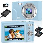 Digital Camera, Bofypoo Autofocus Kids Vlogging Camera FHD 1080P 48MP with 32GB Card, 16X Zoom Point and Shoot Digital Camera with Battery Charger, Compact Camera for Teens,Beginners(Blue)