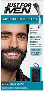 JUST FOR MEN Color Gel Mustache & Beard M-55 Real Black 1 Each (Pack of 5)