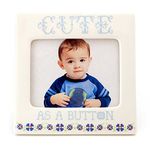 Enesco Our Name is Mud “Cute as a Button” Blue Ceramic, 4”x5” Photo Frame, Multicolor