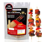 Unitedlys® Bamboo Skewers Sticks 8 inches 3mm Pack of 180 | Barbeque Stick for Microwave Oven & Pan | Skewers for Grilling Kabab Stick | Barbeque Grill Wooden Stick | Barbeque Bamboo Sticks