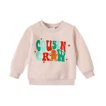 Kid Toddler Baby Christmas Cousin Crew Sweatshirt Boy Girl Gingerbread Shirts Pullover Top Xmas Fall Winter Outfit, Beige, 3-4T