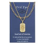 Lanqueen Layered Evil Eye Necklace Evil Eye Necklace Gold Mal De Ojo Amulet Nazar Third Eye Necklace Protection Jewelry Gifts for Women Girls