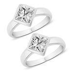 Parnika (Formerly MJ 925 Solitaire CZ Silver Toe Rings in Pure 92.5 Sterling Silver for Women | Chandi Bichiya | Gift For Women | With Certificate of Authenticity | (Diamond White)