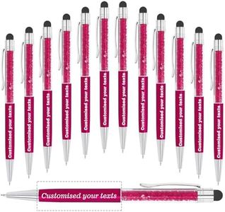 KOLOWKO Personalized 2 in 1 Ballpoint Pen,Custom Name/Text/Message, Crystal Decorated Ballpoint Pen, Good for Graduation, Wedding, Birthday,Communion Gifts