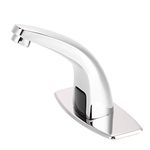 Automatic Electronic Sensor Touchless Faucet, Motion Activated Hands-Free Bathroom Vessel Sink Tap, Single Handle Easy Installation, Hot&Cold Mixer (Without Battery)