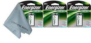 Energizer Rechargeable 9 Volt (8.4V) NiMH 175mAh 3 Batteries