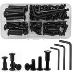 80 Pcs(40 Sets) M4/M6(16/20/25/35mm) Connecting Screws Bolts Furniture Fastener Binding Screws Bolts for Frames Cupboard Cabinet Wood Boards(Black)