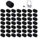 50 Pcs Mini Microphone Foam Cover Mic Foam Windscreens High Density Foam Micro Covers for Headset Protection for Lavalier Lav Lapel Microphones Black