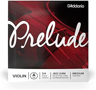 D'Addario Prelude Violin Single A String, 3/4 Scale, Medium Tension