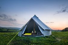 4m Canvas Bell Tent - Family Camping, Glamping, Festival & Party Tent 4/5 Man in Grey Includes Zipped in Groundsheet 285gsm 100% Cotton Canvas