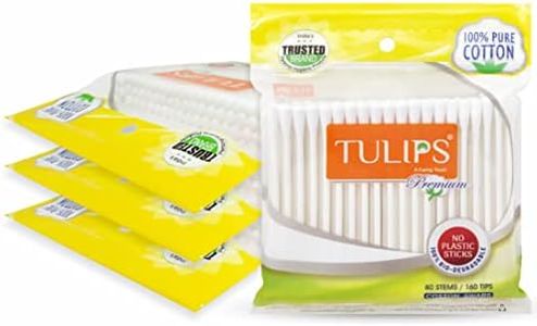 TULIPS Premium Cotton Ear Buds/Swabs (Pack of 4) with white PAPER Sticks 80/160 Tips