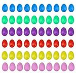 Foraineam 60 Pieces Plastic Egg Shakers Percussion Musical Eggs Maracas Colorful Easter Egg Noisemaker Musical Instruments for Party Favors Supplies Music Learning DIY Painting