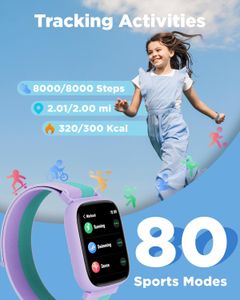 BIGGERFIVE Kids Smart Fitness Watch – 1.8" Waterproof, Heart Rate, Nylon