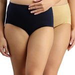 Morph | Pregnancy Panties for Women Cotton | with High Waist | Over The Belly Fit | Full Back Coverage | Pregnancy & Post Delivery | Pack of 2 | Navy Blue & Skin | 3XL