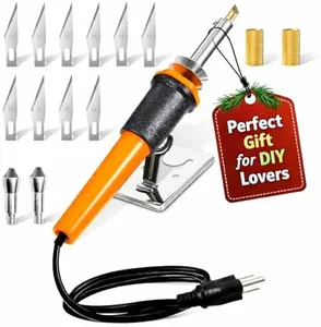 Electric Hot Knife Cutting Tool for Plastic – Wood Burning Kit | Quick Heating Versatile DIY Tool | Durable Design for Foam, Plastic, Deco Mesh and Wood | Includes Multiple Tips for Crafting Projects