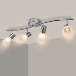 Unikcst Ceiling Lights Rotatable 4 Way LED Spot Lights Chrome & Glass Lamp Fittings Ceilings E14 240V for Kitchen Living Room Hallway (No Bulbs)