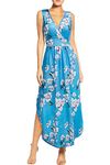 WOOSEA Women Sleeveless Deep V Neck Pocket Loose Long Dress Split Maxi Casual Dresses, Flowers #25, XX-Large