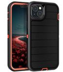 Petocase for iPhone 15 Plus Case,Heavy Duty 3-Layer[Shockproof][Dropproof][Dust-Proof] Military Grade Full Body Rugged Protection Cover Case for Apple iPhone 15 Plus 6.7 inch,Black/Orange