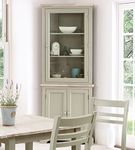 Florence Corner Display Cabinet, Dresser. Large corner dresser with shelf and glass door in Sage Green colour. QUALITY kitchen furniture