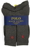 Ralph Lauren POLO Men's 6-Pk. Performance Sport Crew Socks (Charcoal), Grey