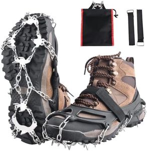 Triwonder Ice Snow Grips Over Shoe/Boot Traction Cleat Rubber Spikes Slip-on Stretch Footwear Traction Anti-Slip Spikes Crampons (Black, L (W 8.5-11.5 / M 7-10))