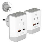 Ceptics Israel Travel Adapter 2 Pack Set, QC 3.0 & PD, Safe Dual USB & USB-C - 2 USA Socket Compact & Powerful - Use in Palestine, Gaza Strip - Type H - AP-14 - Fast Charging (AP-14-2PK)