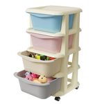 TEX-RO Modular Drawer Storage Organizer/Plastic Chest of Drawers for Kitchen Storage Cabinet/Multi-Layer Storage Drawer Cabinet & Drawers Organisers for Home, Office, Kids (Multicolor, 4 Layers)