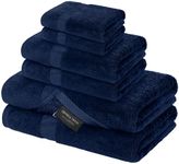 Canadian Linen Imperial Basic Light Weight Thin Navy Blue Bathroom Towel Set 6 Pieces 2 Bath Towels 2 hand Towels and 2 Washcloths 100% Cotton Towels Soft Absorbent Quick Dry Towel for Bathroom 6 Pack