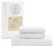 LANE LINEN 100% Organic Cotton Fitted Sheet Queen, 3-Piece Set (1 Fitted Sheet, 2 Pillowcases), Soft Percale Weave, Queen Size, Soft, Breathable, Fits Mattress Upto 15" Deep - White (No Flat Sheet)