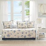 Madison Park Daybed Cover Double Sided Quilting Casual Design All Season Bedding Set with Bedskirt, Matching Shams, Decorative Pillow, 75 in x 39 in, Seashell Blue