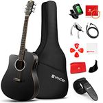 Vangoa Left Handed Guitar 4/4 Electro Acoustic Guitar Full Size 41 Inches with 4 Band EQ, Beginner Kits, Black Cutaway Lefty Guitar Starter Set