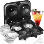 DENSITY COLLECTION Ice Cube Trays Silicone Ice Cube Tray Big Size Ice Cube Molds for Whiskey & Cocktails, Keep Drinks Chilled, Reusable and BPA Free (4 Grid Diamond Shape Tray)