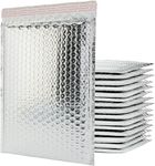 Bubble Mailers 100 Pack, Metallic Foil Bubble Mailer Waterproof Self Seal Shipping Gold Silver Black or Pink, Padded Envelopes for Mailing Packaging (Silver, 140x175mm)