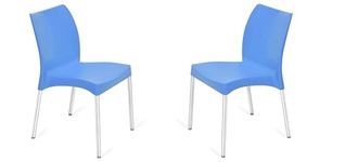 Nilkamal Novella 07 Plastic Armless Chair for Study/Office/Cafeteria/Garden/Outdoor/Indoor Chair (Blue)- Set of 2 Pcs Chairs