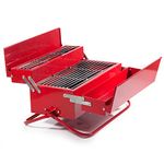 Suck UK BBQ Grill Tool Box Portable BBQ For Camping Stainless Steel Charcoal BBQ Retro BBQ Set In Toolbox BBQ Gifts For Men & Outdoor Dad Gifts Folding BBQ Accessories For Travel