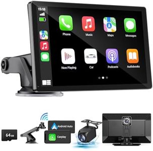 HAUXIY Wireless Apple Carplay Screen for Car 4K Dash Cam, 9" Portable Apple Carplay & Android Auto Car Stereo, with 1080p Backup Camera, GPS Navigation/Mirror Link/Voice Control/Bluetooth