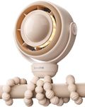 SWEETFULL Pram Fan - 360° Rotating Baby Stroller Fan Clip On, 4000mAh Rechargeable 4-Speed Quiet Cooling, LED Display & Night Light for Buggy/Car Seat/Crib Travel Essentials