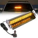 Esoldnic Winscreen Car Emergency Strobe Light, High Intensity LEDs Windshield Warning Dash Light, Amber Flashing Lights with 4 Suction Cups, Mini Visor Strobe Light Bar for Car Trailer Truck (12-24V)