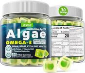 Vegan Omega 3 Gummies 1000mg, Omega 3 Fish Oil Alternative, Marine Algae Omega 3 Supplement DHA 460mg, EPA 230mg w/Vitamin B12, Folate, PS for Brain, Bone, Joint, Eye & Immunity, Sugar Free, 60 Cts