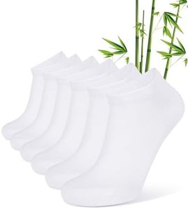 CLOSEMATE 6 Pairs Bamboo Viscose Ankle Low Cut Breathable Non Slip Casual Short Socks for Men Women(6PlainWhite, Size L)