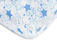 SwaddleDesigns Muslin Fitted Crib Sheet, Blue Starshine