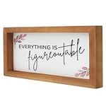 Everything is Figureoutable Sign, Office Decor for Women, Desk Decorations for Women office, Inspirational Farmhouse Cubicle Decor, Office Accessories, Office Wall Decor, Framed,12x6 Inches