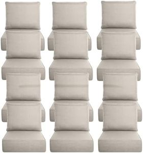 Luxury 6" Thick Outdoor Cushion Set 12 - 24x24 Patio Furniture Cushions with 35D High-Density Foam, Water-Resistant & Fade-Resistant Fabric, Removable Covers for Patio Furniture Sofa Couch -Beige
