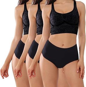 KARSWATT Washable High Rise Urinary Incontinence Underwear for Women, Leakproof Postpartum Panties Feminine Care for Bladder Leak Protection, 3 Pack (Medium, Black)