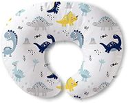 Plushii Nursing Pillow and Positioner, Breastfeeding, Bottle Feeding,Microfiber Baby Sitting Support with Removable Ultra Soft Cover, Tummy Time Support for Baby Boys, Blue Dinosaur
