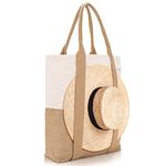 TRIBECA TRIBE Beach Bag - Large Woven Beach Tote Bag - Boho Chic Travel Tote Bag With Hat Holder Strap (Stone Brown), Stone Brown, Large, Beach Tote