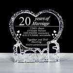 KWOOD Customized Engraved Heart-Shaped Crystal, 20 Year 20th Anniversary Wedding Gifts for Couples Wife Girlfriend Husband Boyfriend (20th Anniversary)